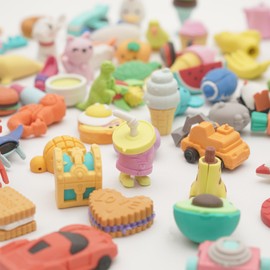 100PCS Mini Animal Erasers for Kids Bulk, Cute Desk Pets Kids Prizes Treasure Box Toys for Classroom Rewards Back to School Supplies, Random 3D Puzzle Erasers Kids Party Favors Goodie Bags