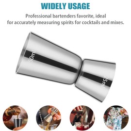 Sunerly Rainbow Plating 304 Stainless Steel 25/50 ml Measure Jigger Bar Craft Dual Spirit Measure Cup Peg Measuring Cup for Bar Party Wine Cocktail Shaker (2 * 25-50ml)