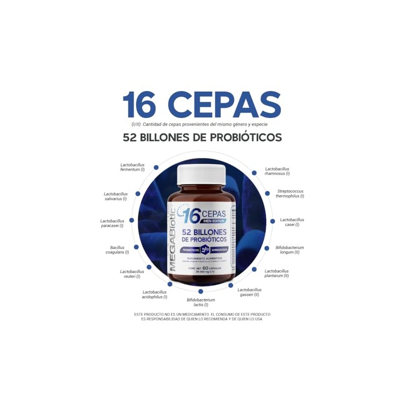 MegaBiotic Probióticos Men Edition 52 Billones 60 cápsulas640mg pporción