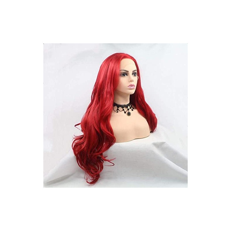 Synthetci lace front wigs (red loose wave)