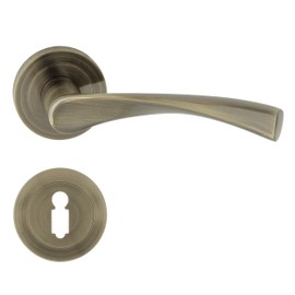 domino Door Handle Set BB Deadlock Set, Round BB Rosette Door Handle for Room Door, Office Door, Cellar Door & Interior Door, Aluminium Door Fittings, Bronze Door Handle Set, Romana-R M3