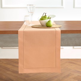 Solino Home Camino de Mesa de Lino y algodón 120 PulgadasPeach Bloom Camino de Mesa de Comedor 14 x 120 Pulgadas Ideal para Bodas, Fiestas - Cotton Linen Hemstitch