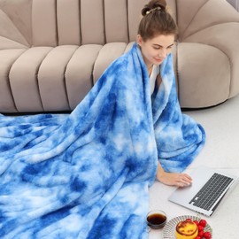obinsm Warm Blanket Blue Soft Fleece Blankets Throw Blankets for Bed