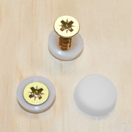 Snap-On Two Piece Dome Screw Cover Caps - Pack of 50 Small Gloss Caps & Bases : White