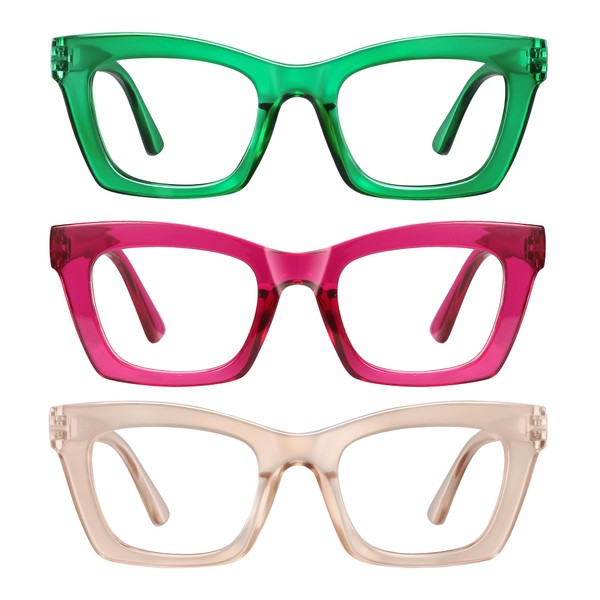 resjok 3Pack Reading Glasses for Women-Blue Light Blocking Readers with