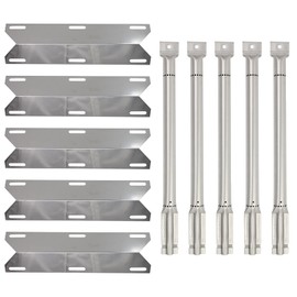 5-Pack BBQ Gas Grill Tube Burner & Heat Shield Plate Tent Replacement Parts for Perfect Flame 720-0522 - Compatible Barbeque Stainless Steel Pipe Burners & Flame Tamer, Flavorizer Bar