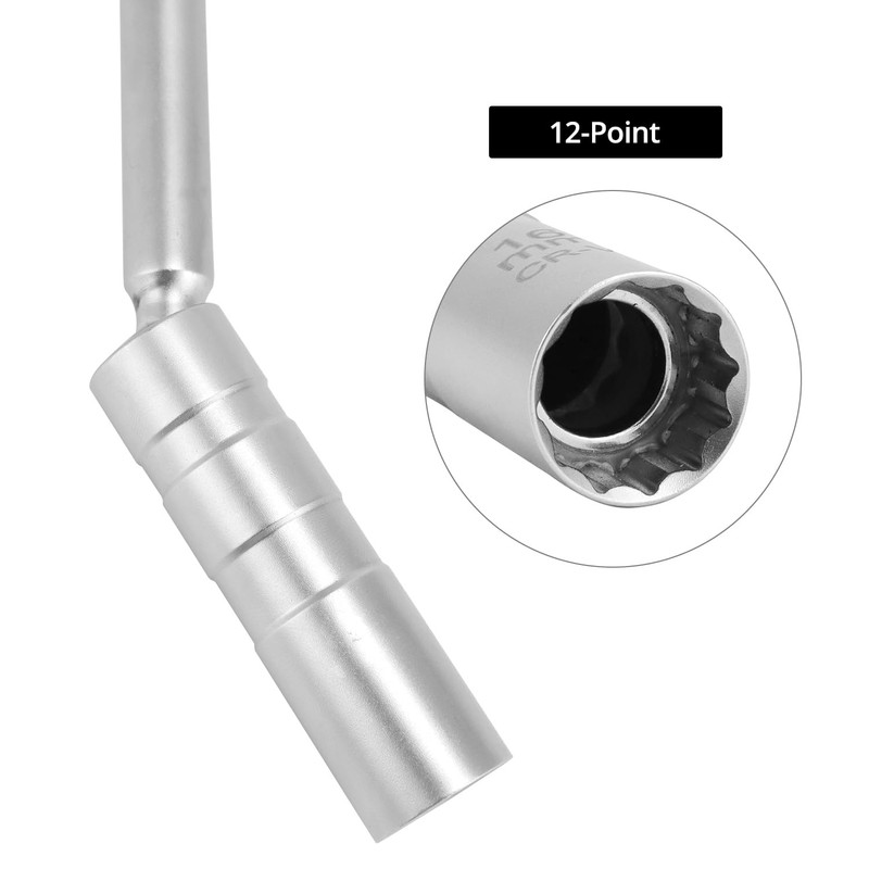 QWORK® 16mm Spark Plug Wrench, 12-Point, 3/8" Square Drive, Thin