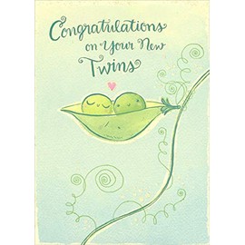 Designer Greetings Two Peas in a Pod New Baby Twins Congratulations Card