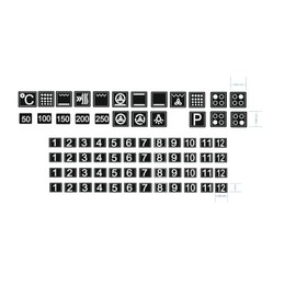 Cooker Symbol Sticker Set for Cooker Labelling (RPt32) (6 mm Black Background and White Signs)