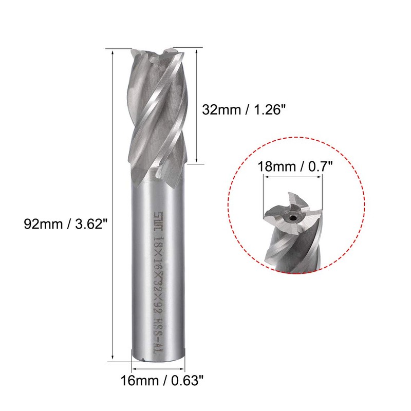 Sourcingmap High Speed Steel HSS-AL 4 Flute Straight End Mill