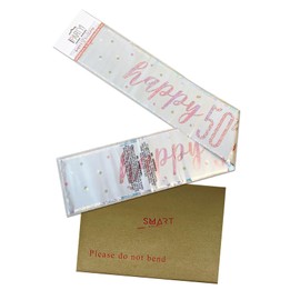 Stunning Rose Gold Happy 50th Birthday Glitz Foil Banner (274cm) - Dazzling Party Decor for a Memorable Milestone - 1 Pc