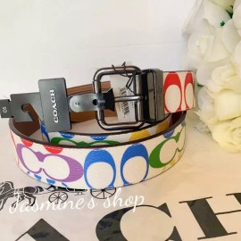 Coach NWT Coach Sculpted Signature Buckle Cut To Size Reversible Belt , 38 Mm - C4153/rainbow