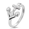 Bungsa Silver Anchor Ring Stainless Steel for Men and Women,