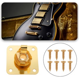 Briny River 2Pcs 1/4 Output Jack Plate Input Jack Socke 35x25x10mm 6.35mm Compatible with Les Paul, Gold