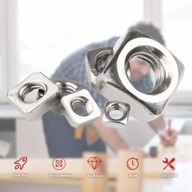 10pcs M12-1.75 Square Nuts,M12 Square Nut,304 Stainless Steel,Metric,M12 x 1.75mm Nuts Coarse Thread Fasteners for Home Repairs and Professional Engineering