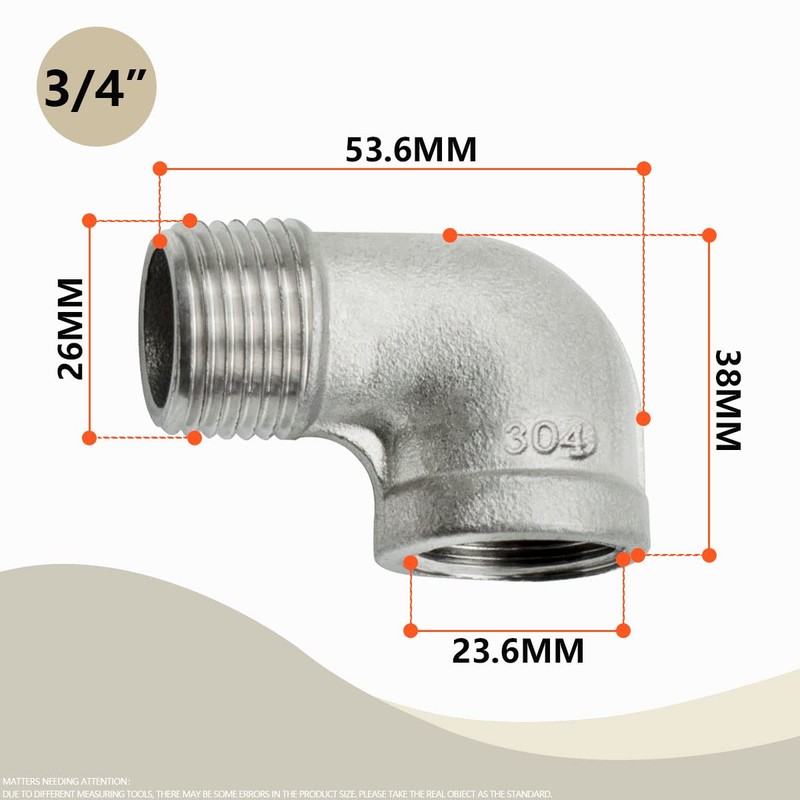 Bwintech 3 Pcs 90 Degree 3/4" Female to 3/4" Male