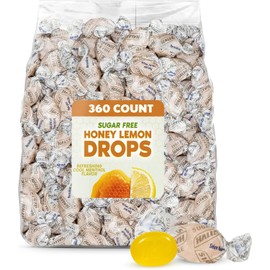 Honey Lemon Drops - Sugar Free Menthol Lozenges with Soothing Honey Lemon Flavor, 360 Count Bulk Bag - Individually Wrapped Refreshing Candy Drops