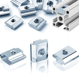 HXJDAM Pack of 25 T-Slot Nuts M6 Type B, T Sliding Nut for 40 Series Aluminium Profile, T Slot Nuts M6 Set Carbon Steel, Sliding Nut for Aluminium Profile Extrusion Slot 40 Series