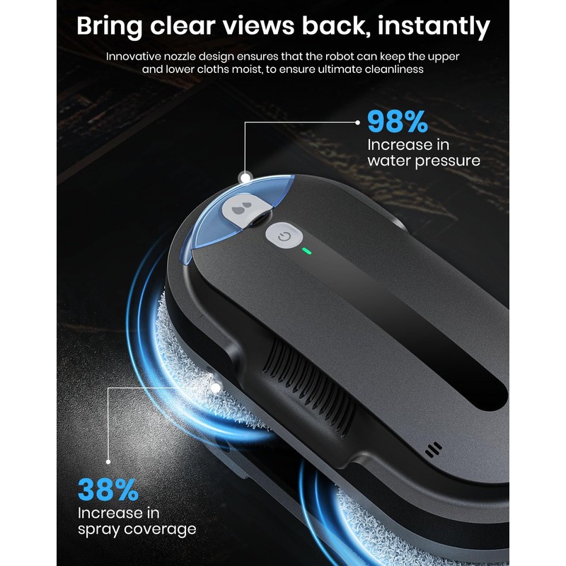 BNZ Smart Window Cleaning Robot, Twin Turbo & Dual Auto-Spray