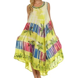 Sakkas Womens Long Tasanee Caftan Tank Dress/Cover Up - Yellow - One Size