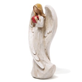 Hodao 8.9inch Resin Praying Angel Sculpture Figurine for Gifts Home Decoration Praying commemorating Angel Statue, exquisitely Carved and Hand-Painted Characters (with Hear)