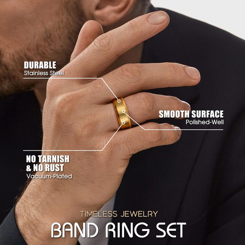 Sanfenly Stainless Steel Rings for Men Women 8MM Wedding Band