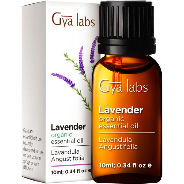 Gya Labs Organic Lavender Essential Oil for Diffuser & Skin - Organic Lavender Oil for Aromatherapy & Feelings of Relaxation - Lavender Oil Organic for Hair (0.34 fl oz)