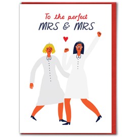 Brainbox Candy - Funny Wedding Card - 'Perfect Mrs & Mrs' - Hilarious Cards For Couple - Cheeky Humour Gay Wedding Cards - For Women Friends Mates