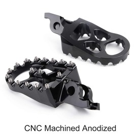Motor-mh Wide CNC Motorcycle Larger Foot Pegs Footrest for Yamaha PW50 1981-2019, PW80 1983-2017, TTR90 2000-2003, TW200 1987-2021 Black