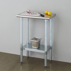 ROCKPOINT Stainless Steel Table for Prep & Work 30x36 Inches, NSF Metal Commercial Kitchen Heavy Duty Table with Adjustable Under Shelf and Table Foot for Restaurant, Home and Hotel