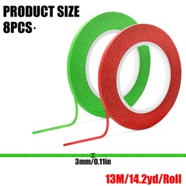 TEAONE Colored Masking Tape, 8 Rolls Crafts Labeling Paper Tape for DIY Supplies, Home Decoration (0.3cm x 13m/0.12in x 42.65ft/Roll)