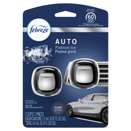 Febreze Auto Odor-Eliminating Air Freshener Vent Clips, Platinum Ice, 2 Count