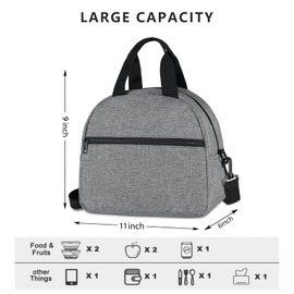 UYLIA 10 L Lunch Bag Cool Bag Small Women Men for Women Lunch Box for Adults, Work, School, Picnic, Beach (Grey, L