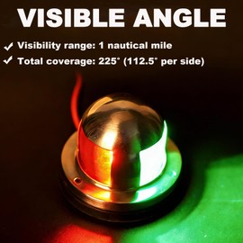 Cyfie Marine Navigation Lights - LED Bow & Stern Sailing Lights, Red & Green, 12V Stainless Steel for Skiff, Yacht, Small Boat, Pontoons