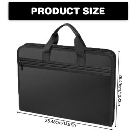 Fireproof Expanding File with Handle, 13 Compartments, Portable Document Folder A4 with Multiple Compartments, Fireproof Foldable Document Bag with Zip and Labels, for Office, Home, School (Black)