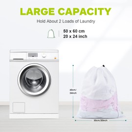 OTraki XXL Laundry Bags, 50 x 60 cm, Laundry Net, Large, Laundry Bag Travel with Drawstring, Reusable Laundry Net for Washing Machine, Laundry Bag, Dirty Laundry for College, Dorm and Apartment (Pack of 2)