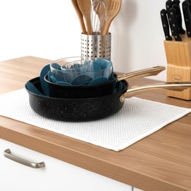 Guduling 8pcs Felt Pan Protectors for Stacking, Pot Protectors, Pan Liners for Stacking, Used to Separate Dishes and Pots to Prevent Scratches, Teal (6in, 8in, 10in, 12in)