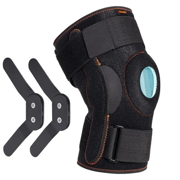 Thx4COPPER Hinged Knee Brace-Adjustable Open Patella with Parallel Straps & Dual Side Stabilizers-Compression Support for Knee Pain Relief&Recovery-MCL, ACL, LCL,Tendonitis, Ligament for Men & Women