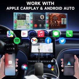 LONHEO Car Wireless Adapter, 2-in-1 CarPlay Android Dual System Dongle Convert Wired to Wireless, Plug & Play, BY960M