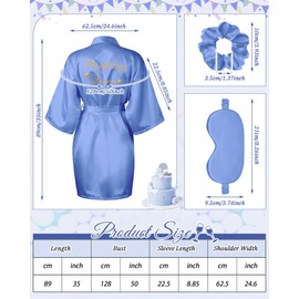 Neer 21 Pcs Women Birthday Party Robe Set Queen Squad Kimono Satin Bathrobes with Eye Mask and Scrunchie for Birthday (Blue)