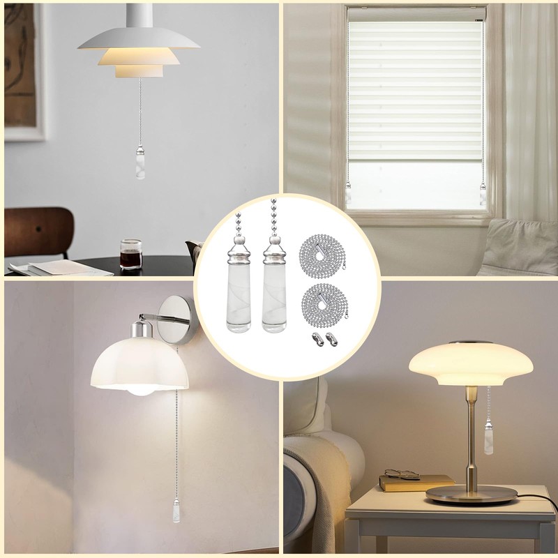 4 Pcs Light Pull Cord Set with Beaded Pull Chain