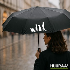 Huuraa Regenschirm Erdmännchen Silhouette Geschenk 98cm Schwarz Doppelautomatik Erdmännchen Geschenkidee