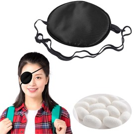 Eyepatch Single Eye Patch Silk Eyepatch Adjustable Soft Eye Patch Protective Eyepatch for Adults and Kids Amblyopia Strabismus Cosplay Prop (1 pcs Black)