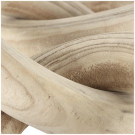 Deco 79 Wood Chain Decorative Sculpture 3 Link Home Decor Statue with Natural Wood Grain, Accent Figurine 20" x 9" x 5", Cream