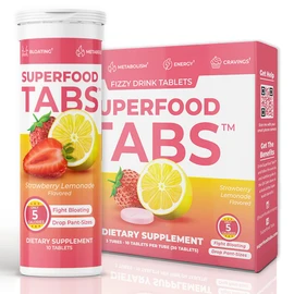 Superfood Tabs Superfoods Company Detox Cleanse Drink - Supplement for Women & Men - Support Healthy Weight, Digestive Health, Cravings & Bloating Relief - Strawberry Lemonade Flavor [30 Tablets]