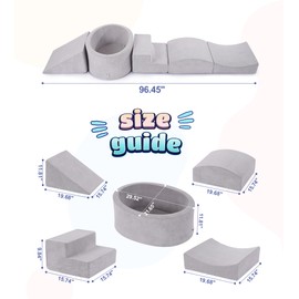 Elftopia Foam Climbing Blocks with Ball Pit Designed for Toddlers Aged 1-3 -Great for Indoor Crawling, Inside Foam Playground Set for Little Ones to Active Playing -(Balls NOT Included) Grey