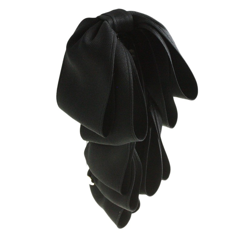 VINGTAINE H-964-BK Ruffled Ribbon, Top Ribbon, Banana Clip (Basic), Satin-style,