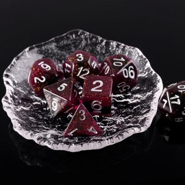 7 Pcs Resin DND Dice Set,Polyhedral Dice Set Filled with Shiny Glitters,Purple Black Mixed D&D Glitter Dice for Dungeons and Dragons D&D Role Playing Games and Tabletop Games
