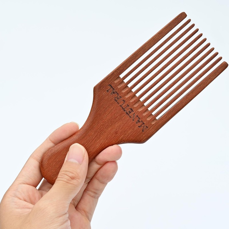 MANETURAL Beard Pick for Men 7" Handmade Afro Hair Comb