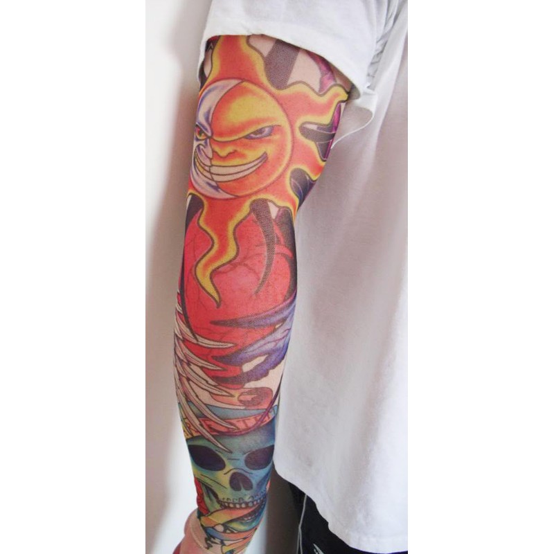 Fake Tattoo Adults Arm Sleeve Evil Sun and Moon (T18)